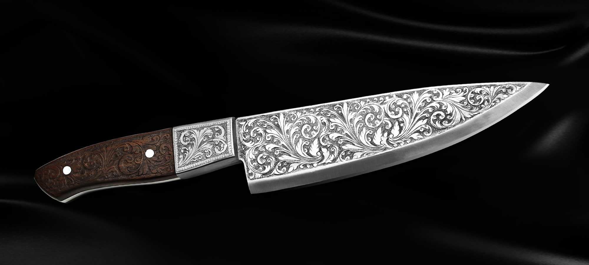 engraved chef knife